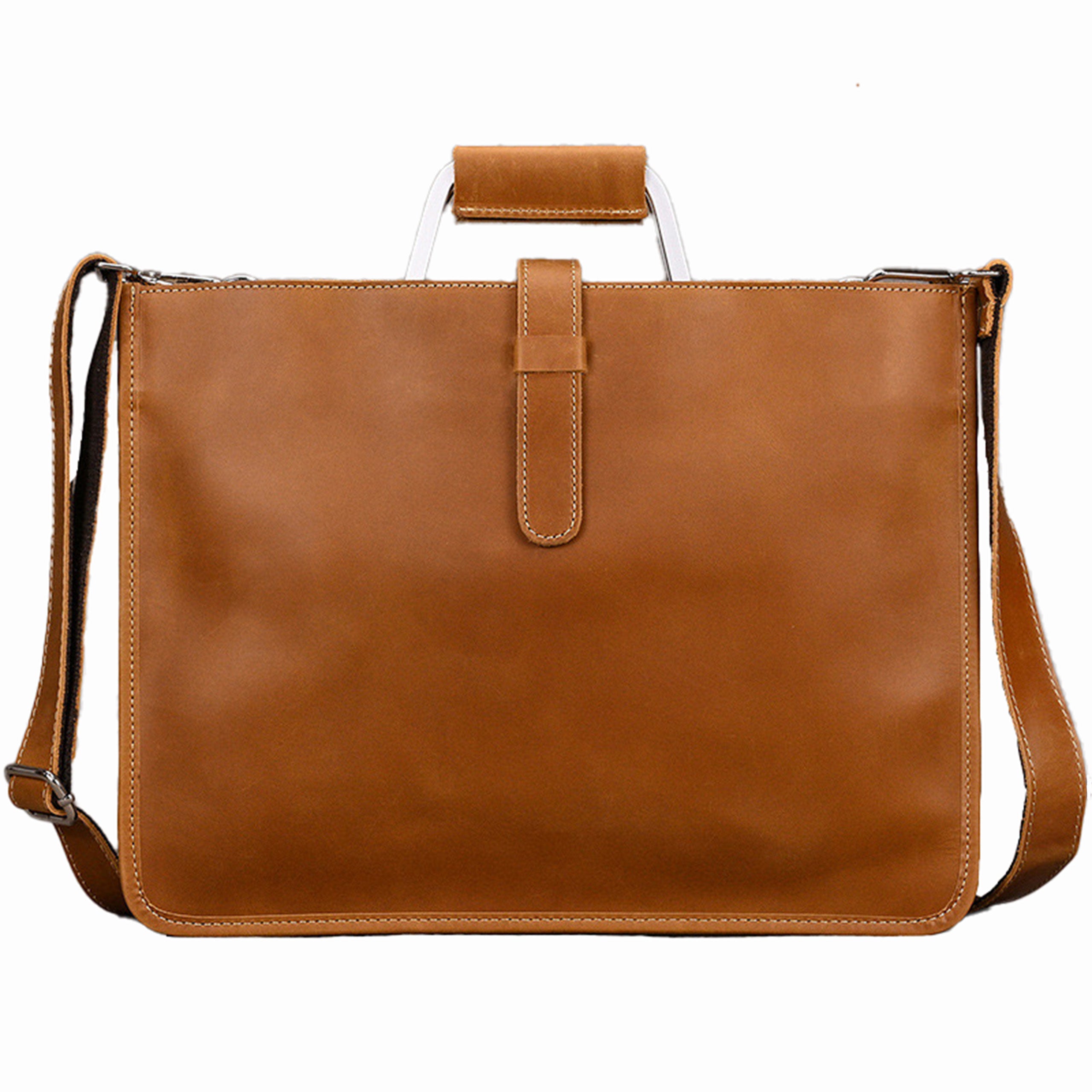 PRETTYMS Men's Genuine Leather Messenger Bag Retro Small Crossbody Shoulder Bag Briefcase Document Bag For Men Flap Over Man Purse