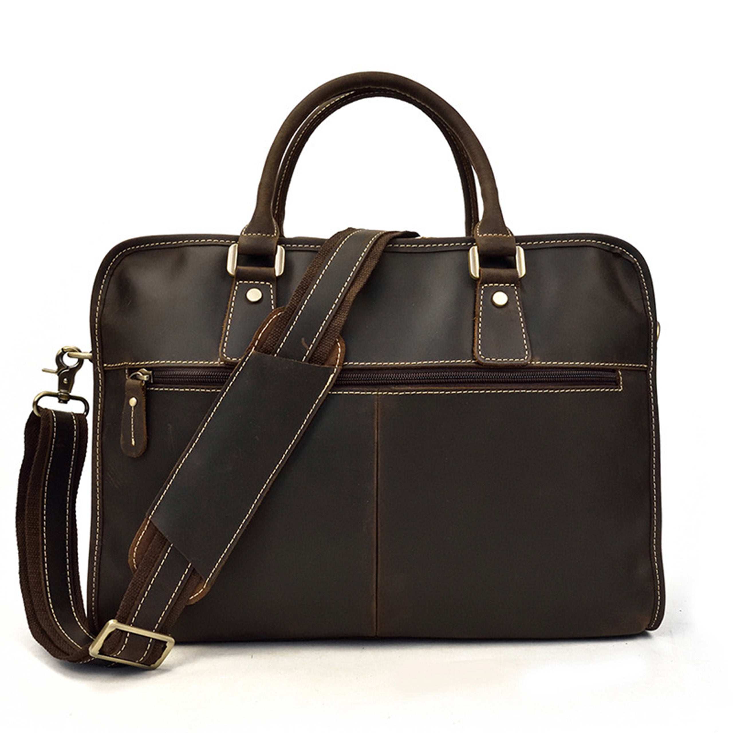 PRETTYMS Men's Genuine Leather Messenger Bag Retro Crossbody Shoulder Bag Laptop Bag Business Bag Briefcase For Men Flap Over Man Purse