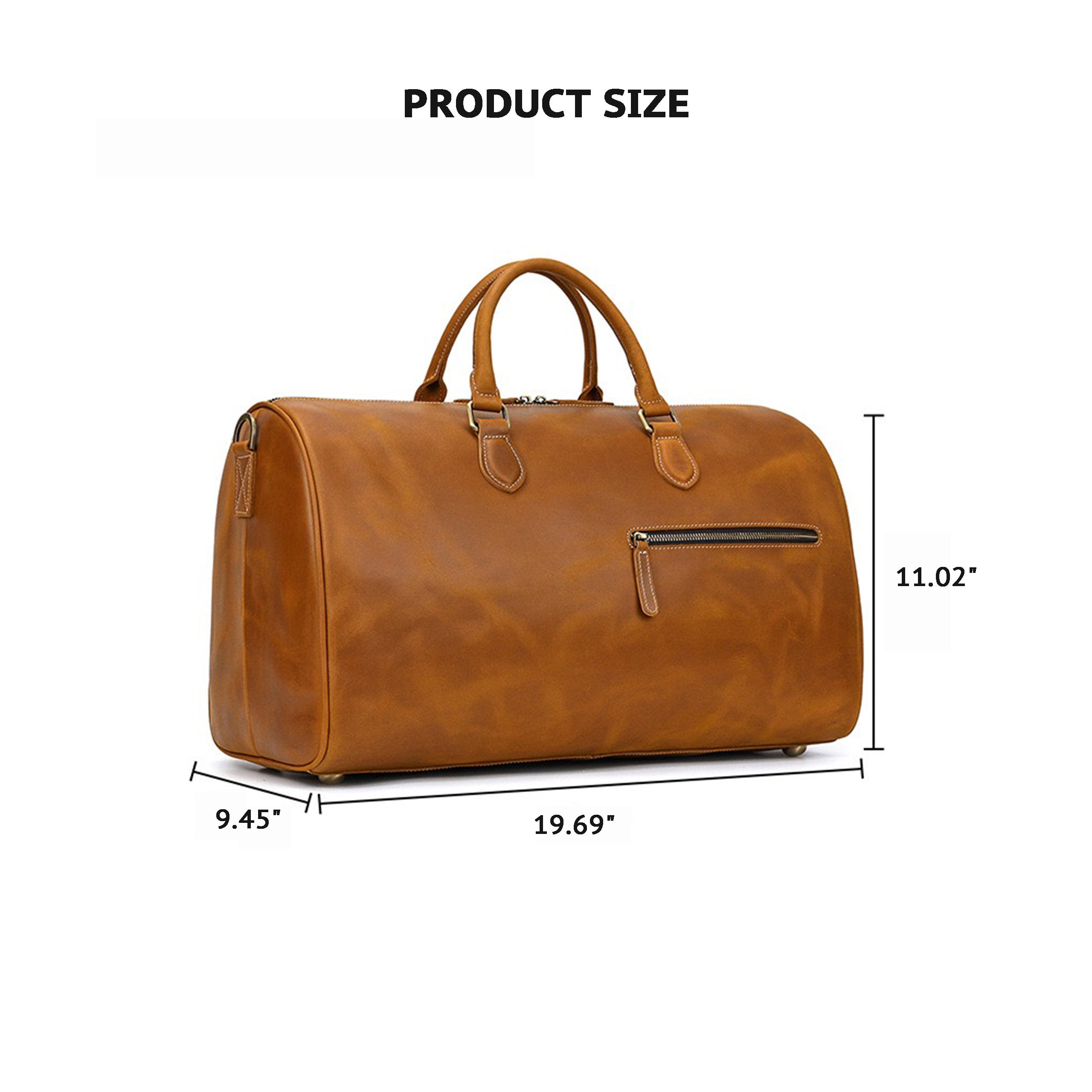 PRETTYMS Men's Genuine Leather Handbag Bag The Bento Bag Classic Carry-On Luggage Duffel Bag Travel Luggage Bag For Men