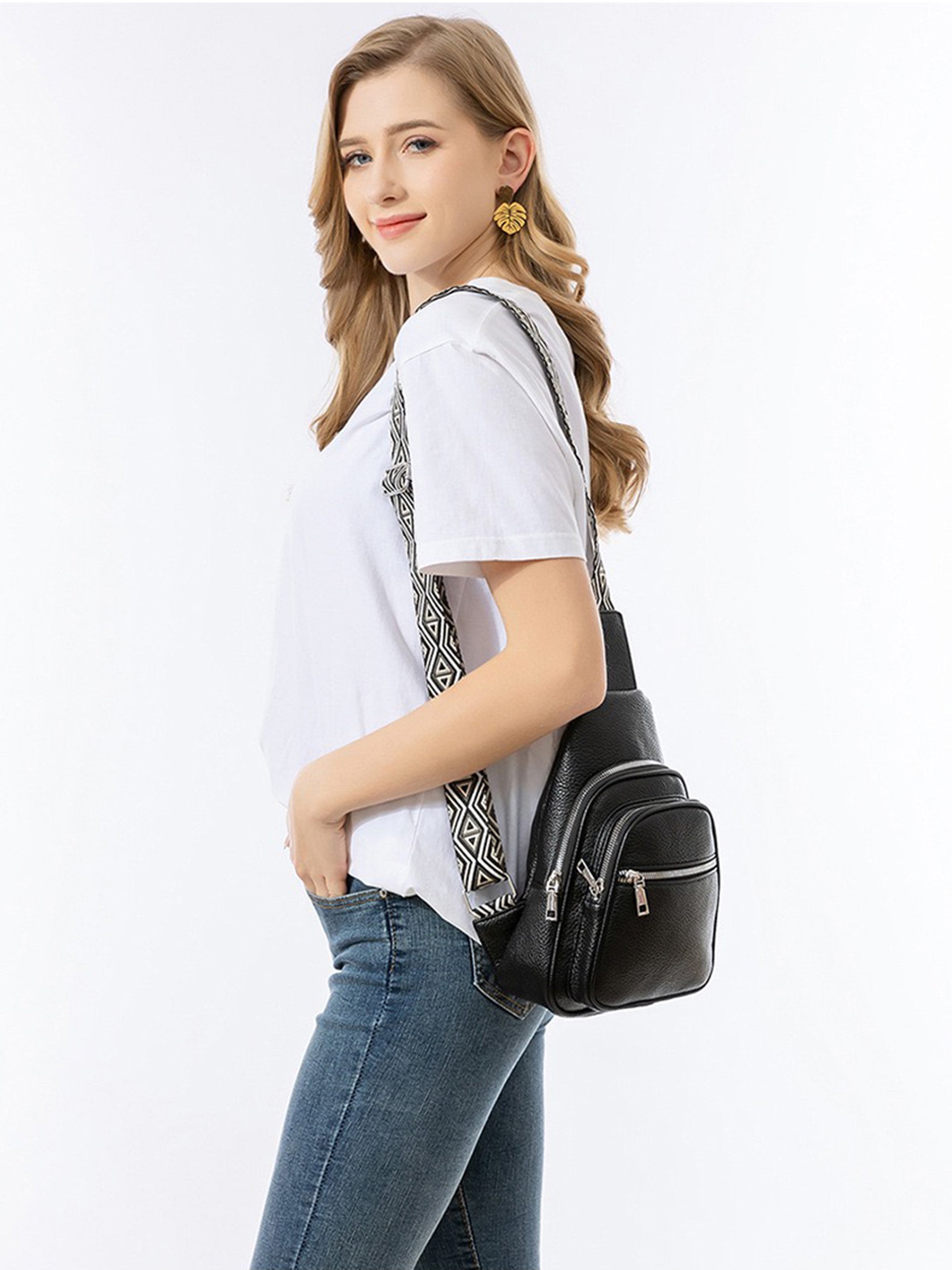 PRETTYMS Small Sling Bag For Women Vegan Leather Fashionable Fanny Pack Crossbody Bags For Women Chest Bag For Travel