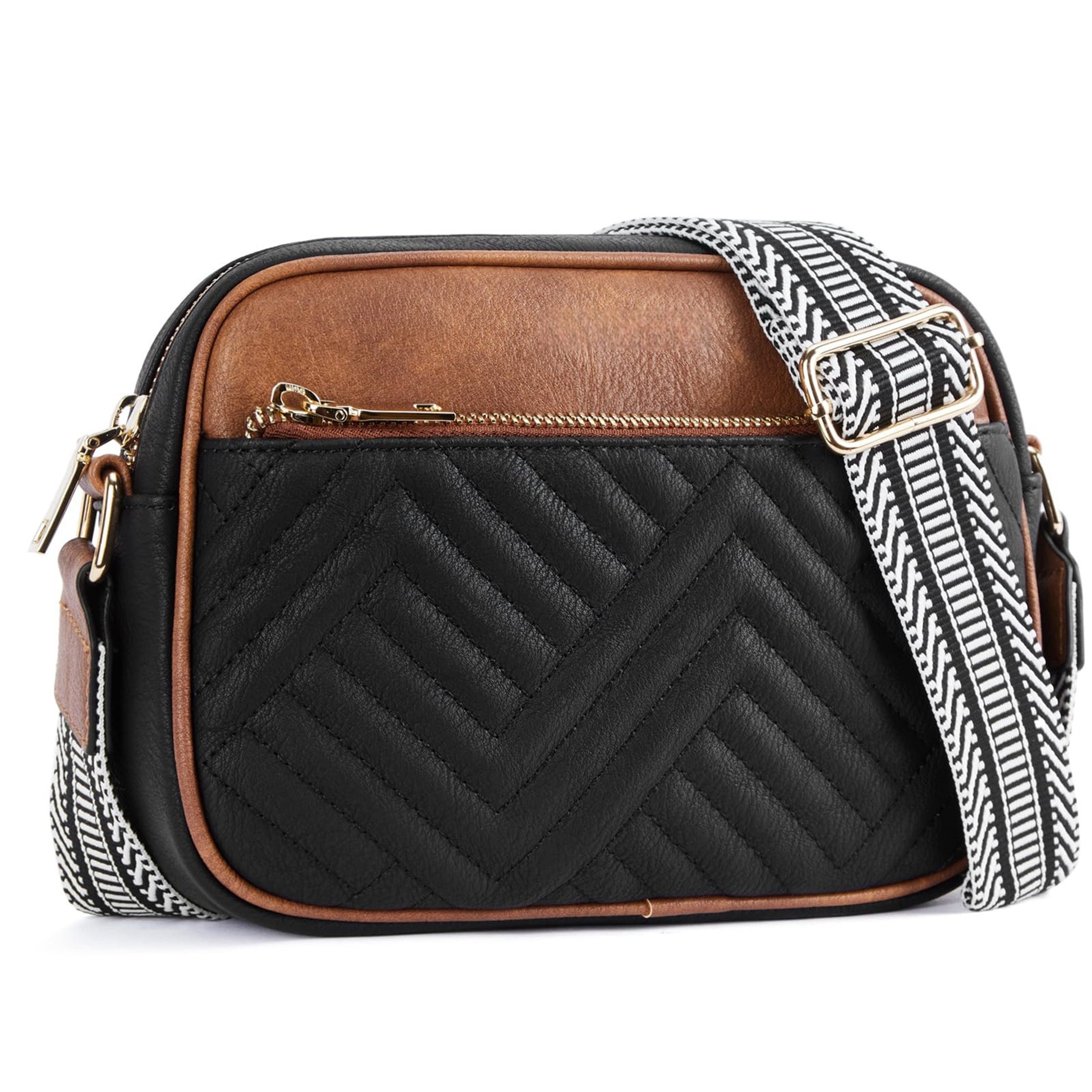 PRETTYMS Quilted Crossbody Bag, Trendy Design Shoulder Purse